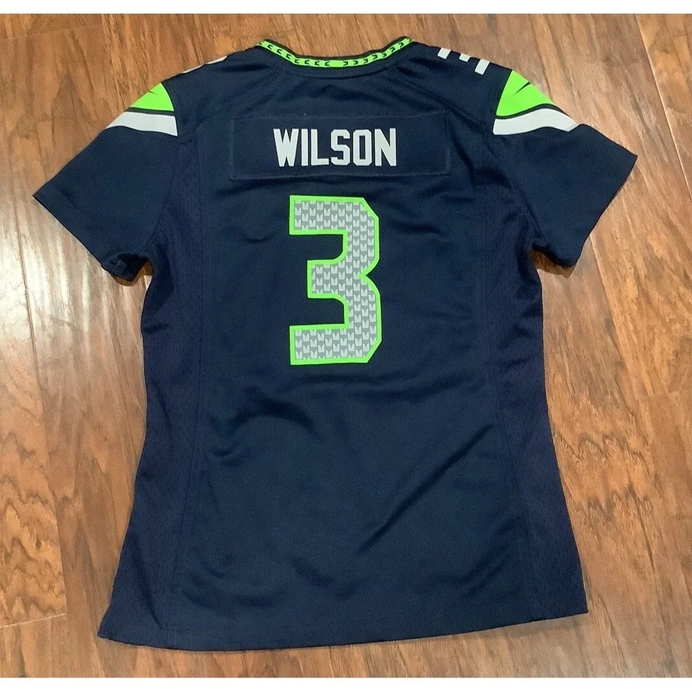 Seattle Seahawks Jersey Womens Medium Blue Russell Wilson NFL Football Nike